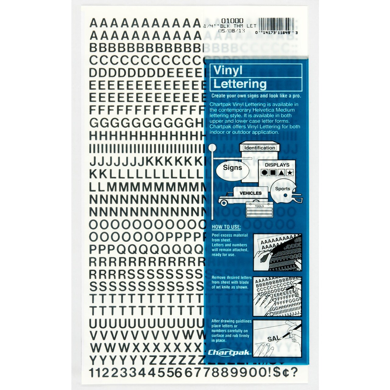 Vinyl Capital Letters & Numbers, 1/4" Black Vinyl Capital Letters & Numbers, 610 characters